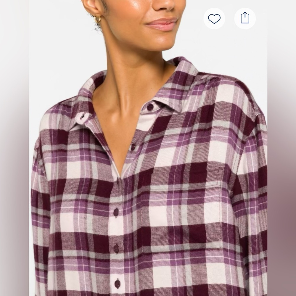 MELLODAY Purple Plaid Quincey Super Soft Flannel Henley Rodeo Style Shirt XXL